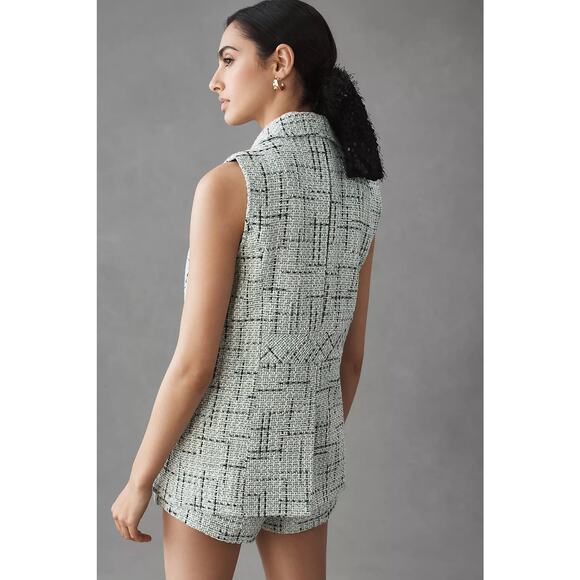 Anthropologie Maeve Tweed Vest White Black US 0 Chic Business Career Classic - Picture 4 of 14